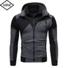 Double Zipper Mens Jackets Stitching Slim Fit Hooded Cardigan Patchwork Sweatshirt Casual Hoodies Male Outwear Coats 240119