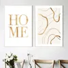 Schilderijen Zandgolven Gouden Palm Posters Abstract Groen Marmeren Lijn Koraal Muurkunst Print Canvas Schilderij Muur Foto's Voor Woonkamer Decor