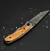 Damascus Pattern Folding Knife Multi-Purpose Outdoor Camping Pocket self-defense Knife Stainless Steel Keychain Folding Knife