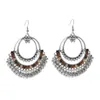 Kolczyki żyrandolowe Dangle Ethnic Sier Kolor Big Round Drop Pendientes Retro White Crystal Stop zork