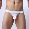 Underpants Male Underwear Sexy Men Briefs Thong Soft Breathable Transparent Cueca Calzoncillos Hombre High Fork Mens Thongs