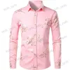 Camisas casuales para hombres Camisa de diseño clásico de manga larga para hombres Camisa casual diaria con botones Camisa con estampado de rosas frescas Camisa ajustada de moda XS-8XL T240124