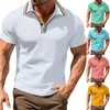 Herren-Freizeithemden, Frühling und Sommer, einfarbig, Ausschnitt, gestreift, Revers, Knopf, Business, kurzärmelig, T-Shirt