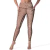 Women's Leggings Faux Metallic Rose Gold Textured Print Running Yoga Pants High Waist Cute Leggins Elastic Custom