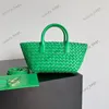 10a Retro espelho de qualidade Designer Bolsa de ombro de ombro de tricô manual Mãe de couro genuíno Mulheres Hollow Out Green Tote Tote de alta qualidade noite