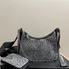 Super Temperament Schöne Diamant Tasche Damen Sommer Trend Mode Handtasche Netz Rot unter Schulter Kleine Quadratische Halbmond Drei-in-eins