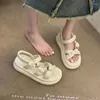 Kleidschuhe Beige Sandaletten 2024 Sommer Med Clogs Wedge Espadrilles Plattform Weiblicher Schuh Schwarz Mittelhoch Mädchen Dicke Komfortmode