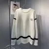 여자 kint 탑 디자이너 스웨터 패션 편지 자수 그래픽 긴 슬리브 니트 스웨터 느슨한 단색 풀오버 kni