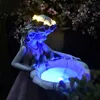 Fairy Garden Statue Desin Anioł Figurka Słonecznie Światło Outdoor Faliry Fairy Lampa Lampa Lantern Water Feature Effect Garden Dekoracja 240122