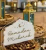 Ramadán Mubarak Mesa de Comedor Logo Blanco/Oro Decoración Ramadán Boda y Compromiso Celebración Eid al Fitr Fiesta Bautista 240124