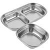 Plates Stainless Steel Multi-compartment Spice Plate Kitchen Gadget Meal Accessories 2pcs Packaged Soy Sauce Snack Dish