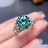 Anéis Bling 11mm Laboratório Verde Moissanite Anel Sterling Sier Banda de Noivado para Mulheres Nupcial Festa de Aniversário Jóias Drop Delivery Otkit