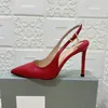 10.5cm Slingback Pumps Women High Heeled Designer Stiletto Heel Dress Office Slide on Luxury Shoes Pointed Toe Sexy Sandals Real Leather Outsole