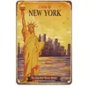 Metaal Schilderij New York Parijs Grote Muur Wereldberoemd Gebouw Metalen Tin Borden Posters Plaat Muur Decor Voor Bars Man Cave Cafe clubs Thuis