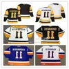 Retro Men 11 Darius Kasparaitis Hockey Jerseys zszyte czarny niebieski biały dom Unifo Hig