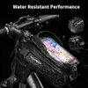 ロックブロス自転車バッグ防水タッチスクリーンサイクリングバッグトップフロントチューブフレームMTBロードバイクバッグ6.5電話ケースバイクアクセサリー240119