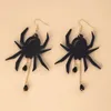 Kolczyki Dangle Halloween czarny pająk z długimi flastkami dla kobiety