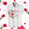 Men's Casual Shirts Valentine's Day Printed Holiday Party Wear Short Sleeve Shirt Big And Tall T For Men Collar Dress