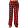 Kvinnor Pants Ladies Plaid tryckt pyjama Casual Elastic Rope DrawString Straight Ben Loose Byxor för kvinnliga kläder