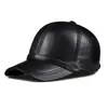 Ball Caps Genuine Sheepskin Leather Baseball Men Casual Hat Adjustable Snapback Fashion Unisex Classic Black Sunhat