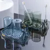 Badzubehör-Set aus Kunststoff, Zahnbürstenhalter, Mundspülbecher, multifunktionale Aufbewahrung, Badezimmer-Glasregal, organisieren