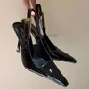 Patent Leather Pointed Toe Slingback Dress Shoes Sandaler Yslity Leather Outrole 10cm stiletthäl pumpar kvinnors lyxdesignerfest kvällskor 35-42