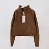 Couleur unie Sweat-shirts décontractés Vêtements Hauts Automne Hiver Épais Veste polaire à manches longues Demi-fermeture éclair Full Zip Sport Pull à capuche Cardigan Sweat-shirt pour femme