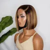 Brazilian Short Straight Colored Bob 13X4 Lace Front Human Hair Wigs Highlight Brown Synthetic Lace Closure Pre Plucked with Baby Hair for Women