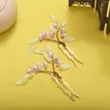 Hårklipp enkla u -formade pinnar gafflar lila blommor huvudstycke retro kinesiska hårnålar sida kvinnor flickor smycken tillbehör