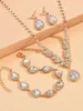 Pendant Necklaces 4pcs fashionable and luxurious wedding zircon necklaces earrings bracelets women's jewelry sets YQ240124