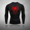 Męskie koszulki Nowe mężczyźni T-shirt kompresyjna Rashgard Fitness długie rękawy bieganie Koszulka Męska siłownia T-koszulka piłkarska koszulka sportowa sport