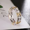 Fashion Designer Sixteen Stone Titi-Fany diamond White Topaz Gemstones Jean Schlumberger X 925 Silver Simulated Diamond Pave Ring with box