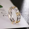 Créateur de mode seize pierres Titi-Fany diamant topaze blanche pierres précieuses Jean Schlumberger X 925 bague pavé de diamants simulés en argent avec boîte