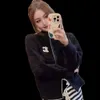 Frauen Strickerde Designer Sweater Modelstickmuster Strickjacke Casual Slim Stand-up Halsband Langarm Tops