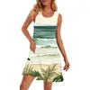 Бальные платья 2024, летнее мини-платье с 3D пляжным принтом, Гавайское сексуальное модное женское тонкое женское платье, женская одежда