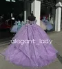 Lilac Lavender Sparkly Princess Quinceanera Dresses Off Shoulder Gillter Boning Corset vestidos de xv anos Prom Sweet 15