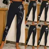 Aktive Hose für Damen, lässig, modisch, eng, Sport, Yoga, Blumendruck, Leggings