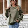 Vrouwen Hoodies 2024 Herfst Zoom Spleet Fleece Ronde Hals Trui Vrouwen Winter Warm Lange mouwen Dikke Losse