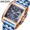 Wristwatches Business Man Watch Mens Watches Oryginalne megir trend wielofunkcyjny chronograf stalowy zespół transgraniczny kwarc