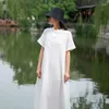 Etnik Giyim Çin Moda Cheongsams Kadınlar İçin Vintage Qipao Uzun Partisi Gelinlik Pamuk Keten Hanfu Geleneksel Çin Stil