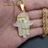 Collane con ciondolo Hamsa Mano di Fatima Collana con ciondolo a catena Uomo Donna Colore dorato 14k Oro giallo Collane di palma Gioielli turchi Regalo 2024 Collane di design