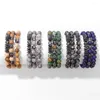Bracelet de perles en pierre naturelle pour hommes, 3 pièces/ensemble, Vintage, hématite, Turquoises, Lapis Lazuli, Protection de la santé, extensible, cadeau