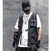 Coletes masculinos 2024 High Street Techwear Estilo Punk Hip Hop Colete de Carga para Homens Multi-bolso Funcional Ao Ar Livre Tático Casual Colete