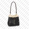 M56963 Néonoe mm Femmes Sac de seau Real Mouton Sheeples Flue en cuir en cuir teint en cuir bleu caramel Pinche Pinse Sac à bandoulière Crossbod275m