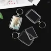 Chaveiros 300 pcs PO Keychain Retângulo Transparente Em Branco Acrílico Inserir Moldura Keyring Key Holder DIY Split Ring