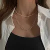 Collar de oro blanco brillante de 14K para mujer, gargantilla de cadena de clavícula, joyería de moda, regalo de cumpleaños para fiesta de boda