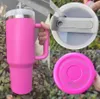 Electric Neon White Pink Black Mugs QUENCHER H2.0 40oz Stainless Steel Tumblers Cups with Silicone handle Lid And Straw Travel Car Water Bottles 0423