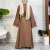 Vêtements ethniques Ramadan Musulman Abayas pour femmes Front Zipper Appliques Manches Robe turque Islamique Kimono Robe Eid Dubaï Abaya Kaftan