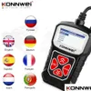 قراء الكود ، المسح الضوئي أدوات ELM327 OBD2 SCANNER لـ OBD 2 CAR SCANNERS TOUND DIVIVE KONNWEI KW310 DROON DROOND MOTO OTCMV