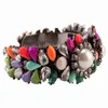 Bracelet de mode de luxe coloré fleur cristal perle bracelet à breloques pour femmes à la main fête alliage bijoux filles